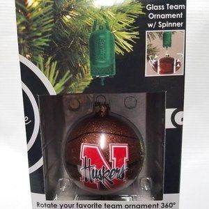 NCAA Nebraska Cornhuskers Mechanical Rotating Basketball Christmas Ornaments NEW